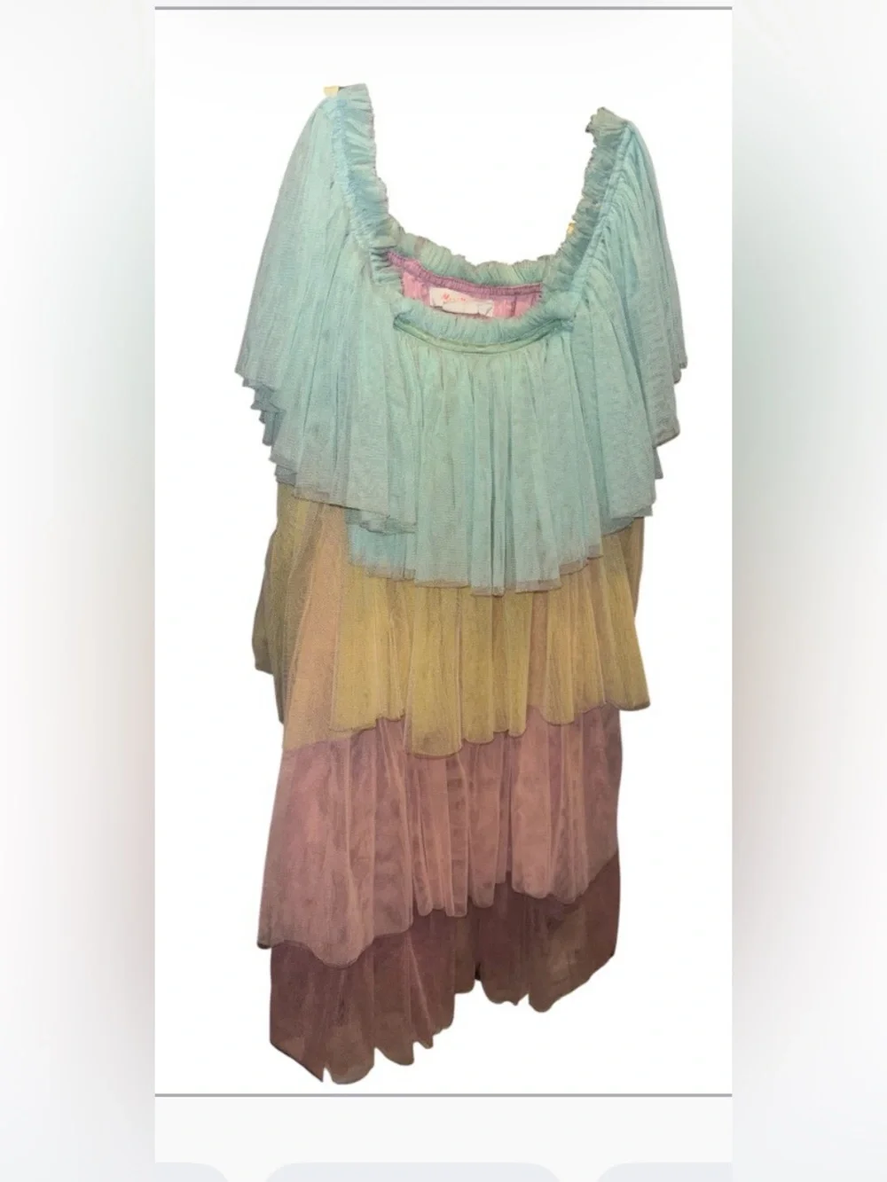 Meri Meri Rainbow Princess Dress - Mint, Yellow & Pink EUC Size 3-4